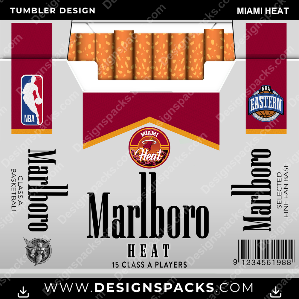 Basketball Marlboro Miami Heat Tumbler Digital Wrap Design