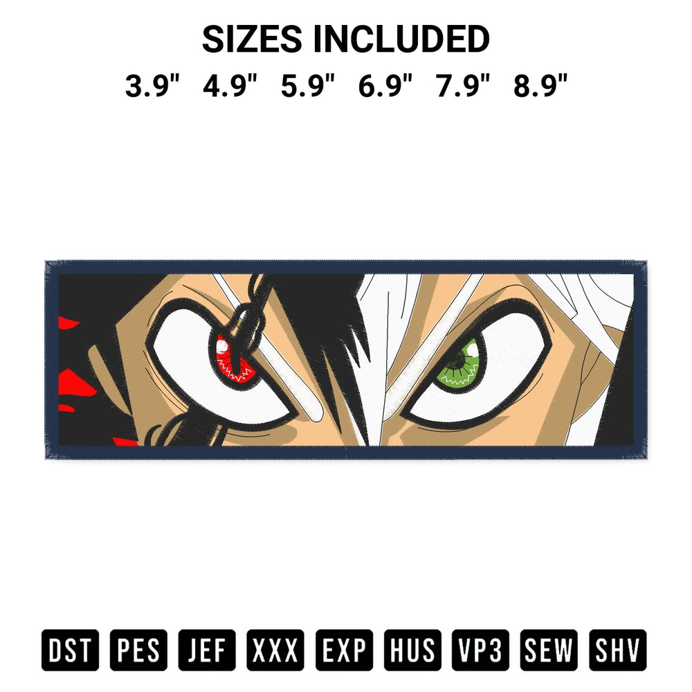 Elevate your next project with our Asta Manga Eyes Embroidery Design embroidery file. Shop high-quality digital patterns instantly at Designspacks.com. Available sizes: 3.9", 4.9", 5.9", 6.9", 7.9", 8.9".