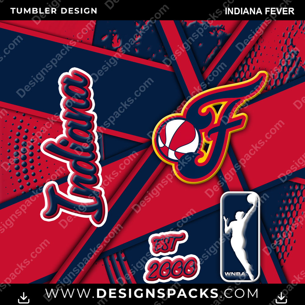 Basketball Team Sport Indiana Fever NBA Basketball Tumbler Digital Wrap Design Download