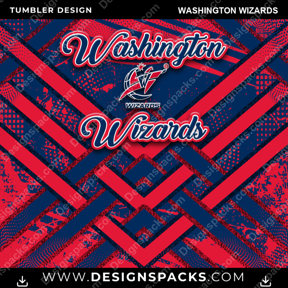Basketball Glitter Stripe Washington Wizards Tumbler Digital Wrap Design