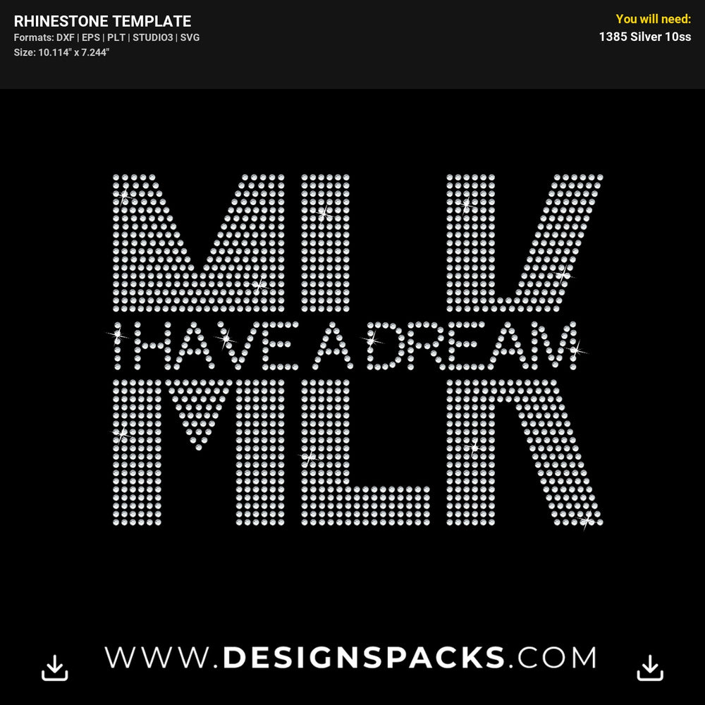 Mlk Have Dream Rhinestone Digital Template