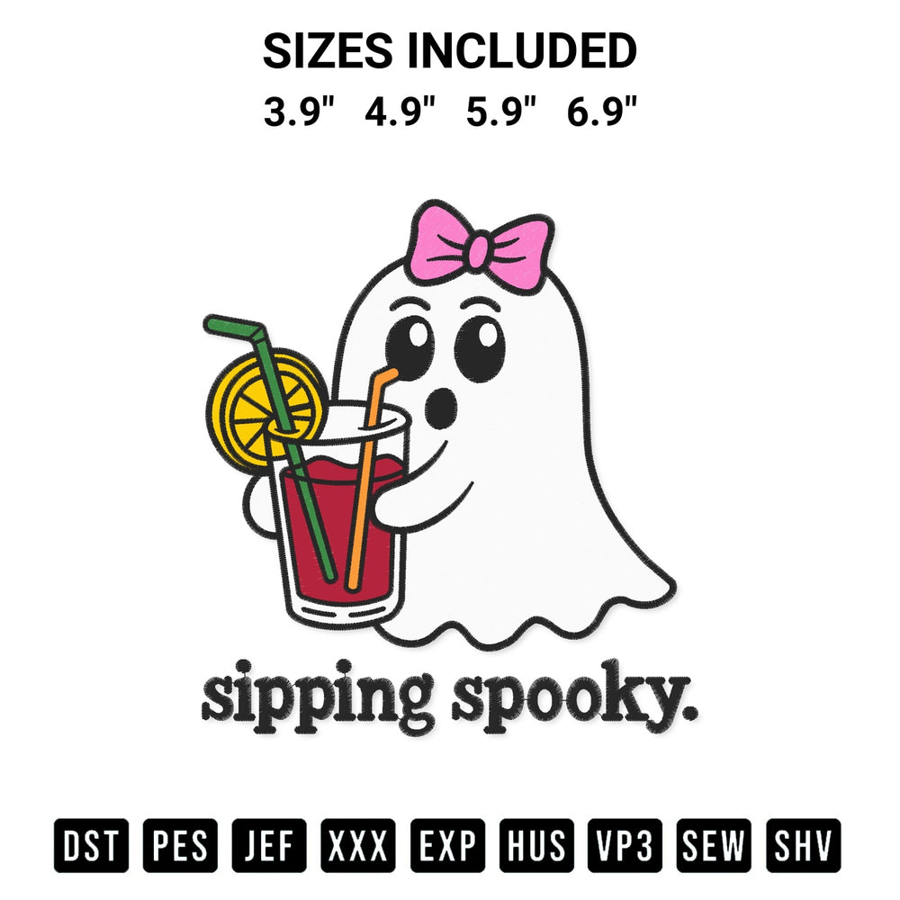Get the Sipping Spooky Summer Embroidery Design embroidery design for your custom crafts! Premium digitized files available for instant download at Designspacks.com. Available sizes: 3.9", 4.9", 5.9", 6.9".