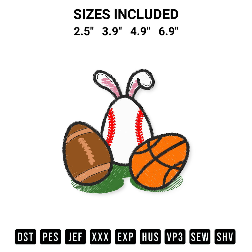 Create amazing crafts with the Balls Bunny Easter Eggs Embroidery Design embroidery file. High-quality digital download from Designspacks.com, perfect for beginners and pros. Available sizes: 2.5", 3.9", 4.9", 6.9".