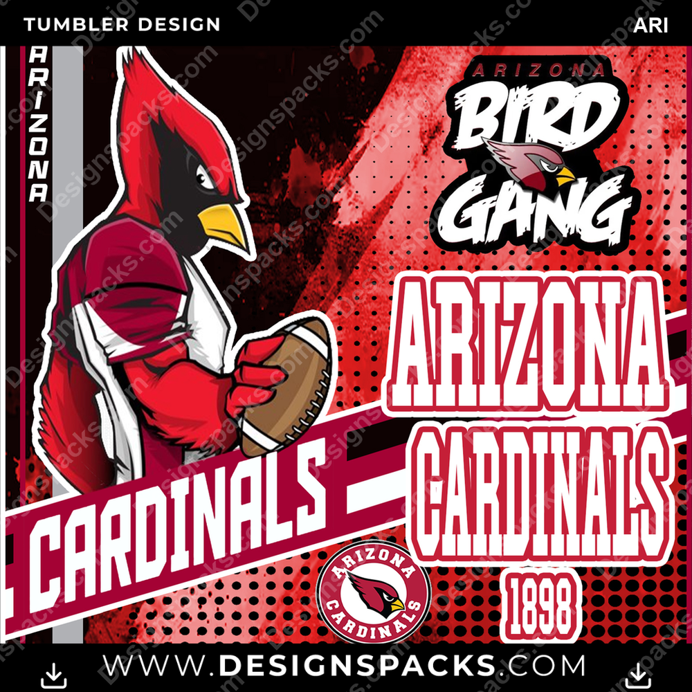 Football Mascot ARI Tumbler Digital Wrap Design