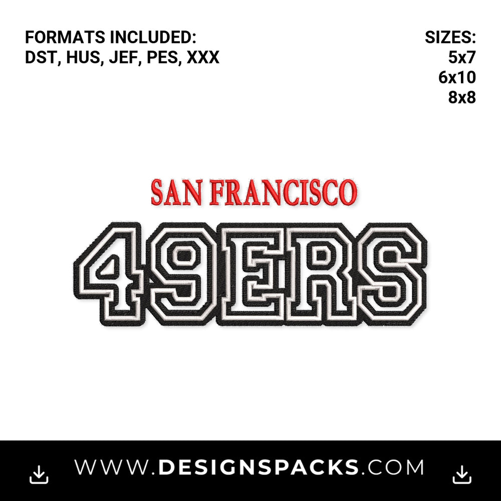 San Francisco 49ers Athletic Logo Embroidery Design - Instant digital download pattern at Designspacks.com