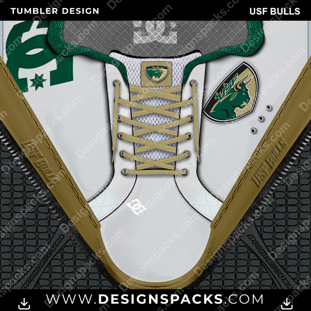 College Sport DC Sneaker USF Bulls Tumbler Digital Wrap Design