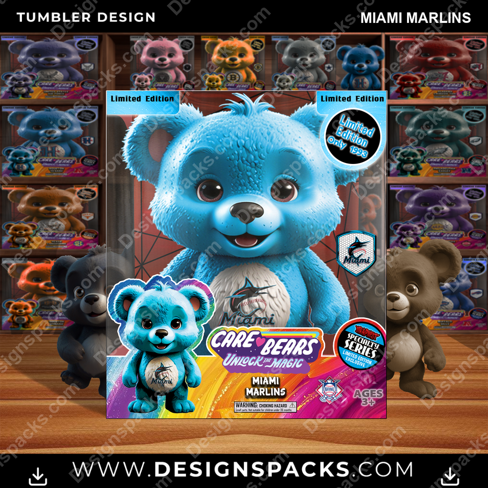 Baseball Care Bear Box Miami Marlins Tumbler Digital Wrap Design