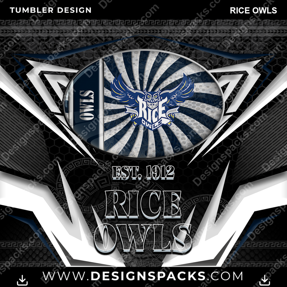College Sport Tribal Rice Owls NCAA College Sport Tumbler Digital Wrap Design Download