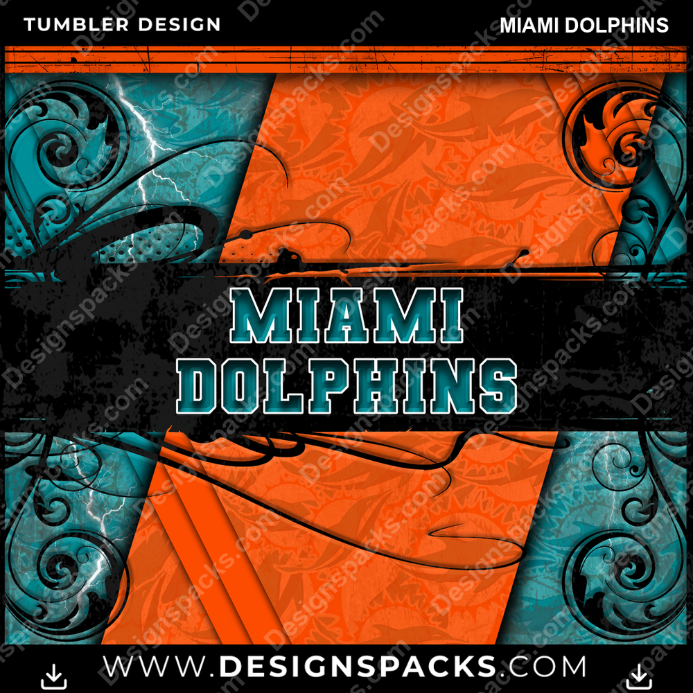 Diseño Digital de Envoltura Elegante de Vaso de los Miami Dolphins de Fútbol Americano