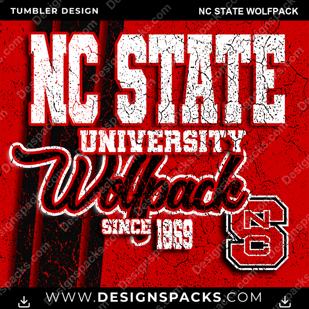 College Sport Grunge Nc State Wolfpack Tumbler Digital Wrap Design
