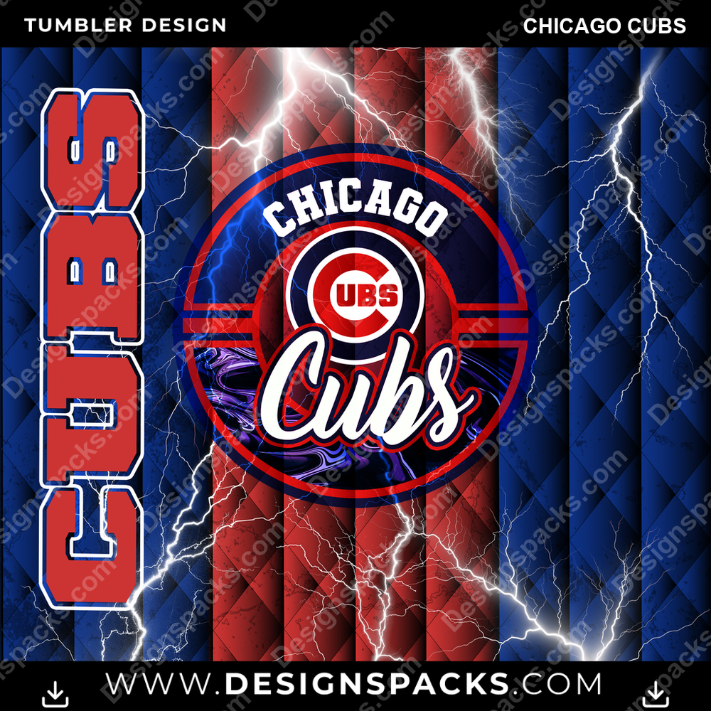 Baseball Diamond Chicago Cubs Tumbler Digital Wrap Design