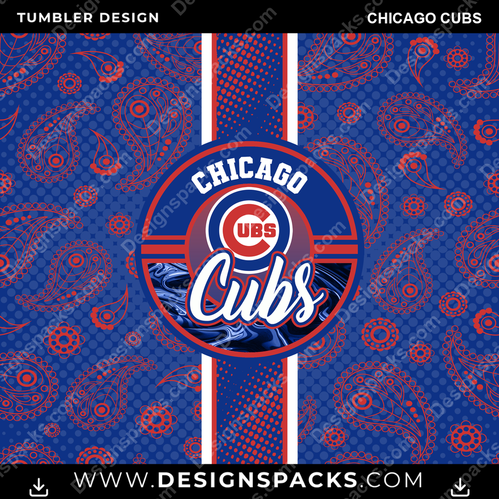 Baseball Handkerchief Chicago Cubs Tumbler Digital Wrap Design