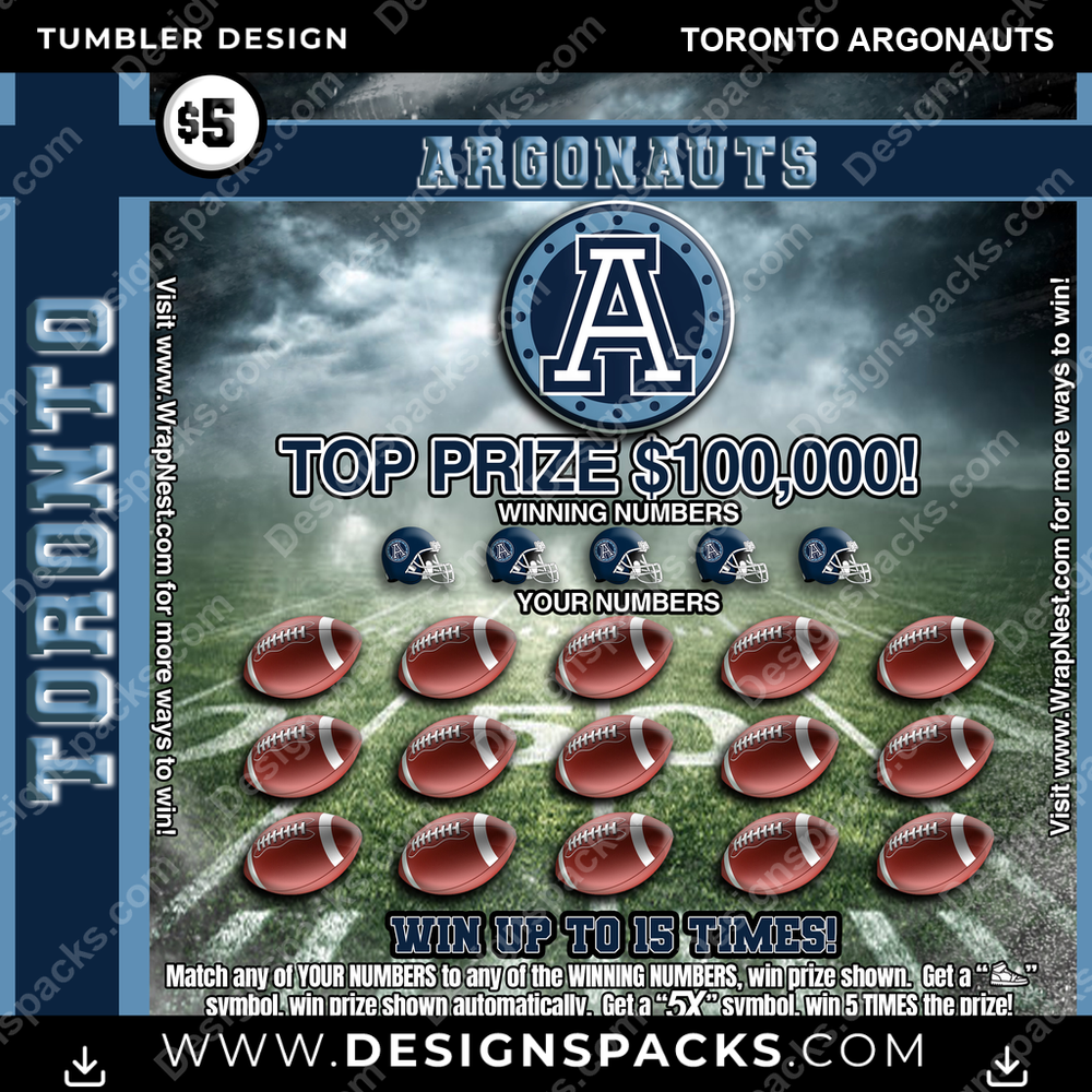 Canada Football Lottery Ticket Toronto Argonauts Tumbler Digital Wrap Design