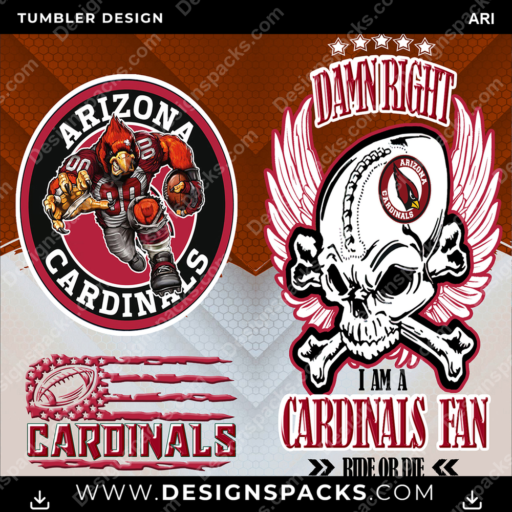 Football Skull ARI Tumbler Digital Wrap Design