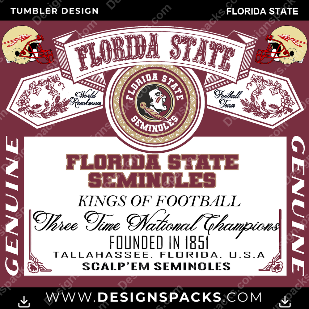 College Sport Bud Florida State Tumbler Digital Wrap Design