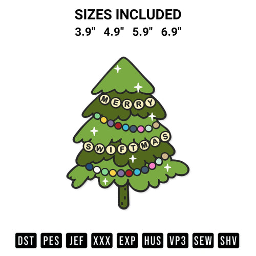 Create amazing crafts with the Merry Swiftmas Tree Embroidery Design embroidery file. High-quality digital download from Designspacks.com, perfect for beginners and pros. Available sizes: 3.9