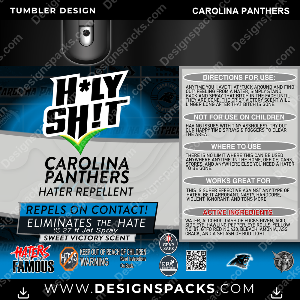 Football HOLY SHIT Carolina Panthers Tumbler Digital Wrap Design