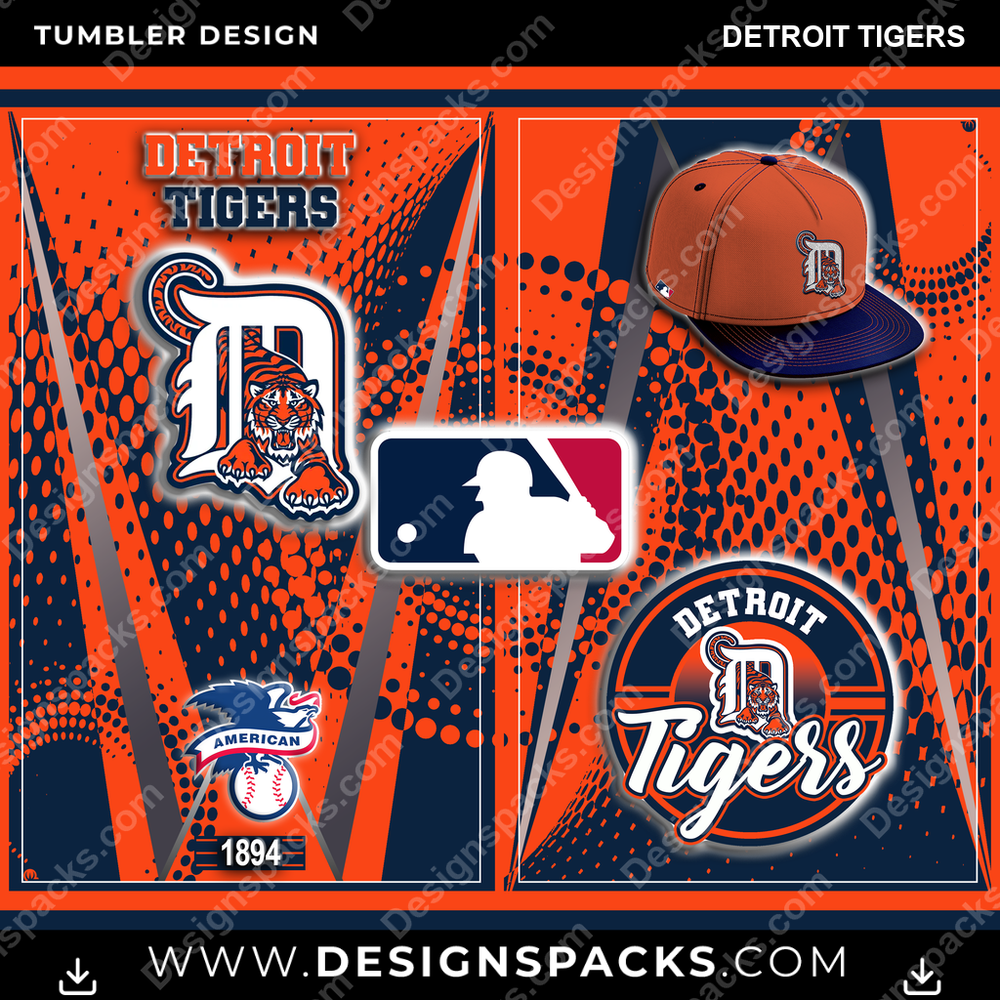 Baseball Team Logo Detroit Tigers Tumbler Digital Wrap Design