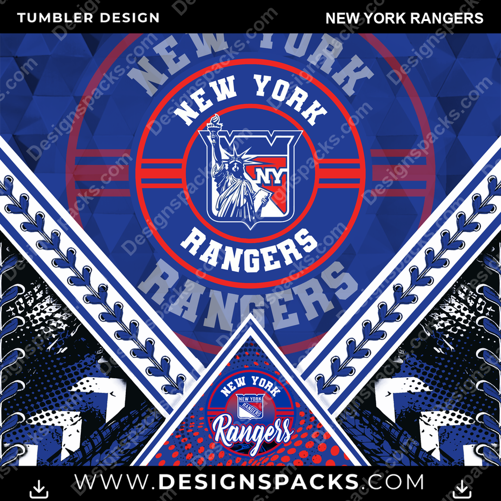 Hockey Diamond New York Rangers Tumbler Digital Wrap Design