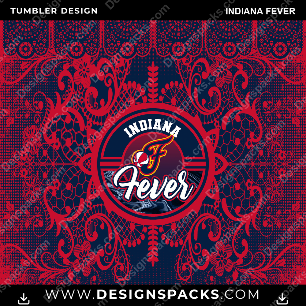 Basketball Lace & Logo Indiana Fever NBA Basketball Tumbler Digital Wrap Design Download