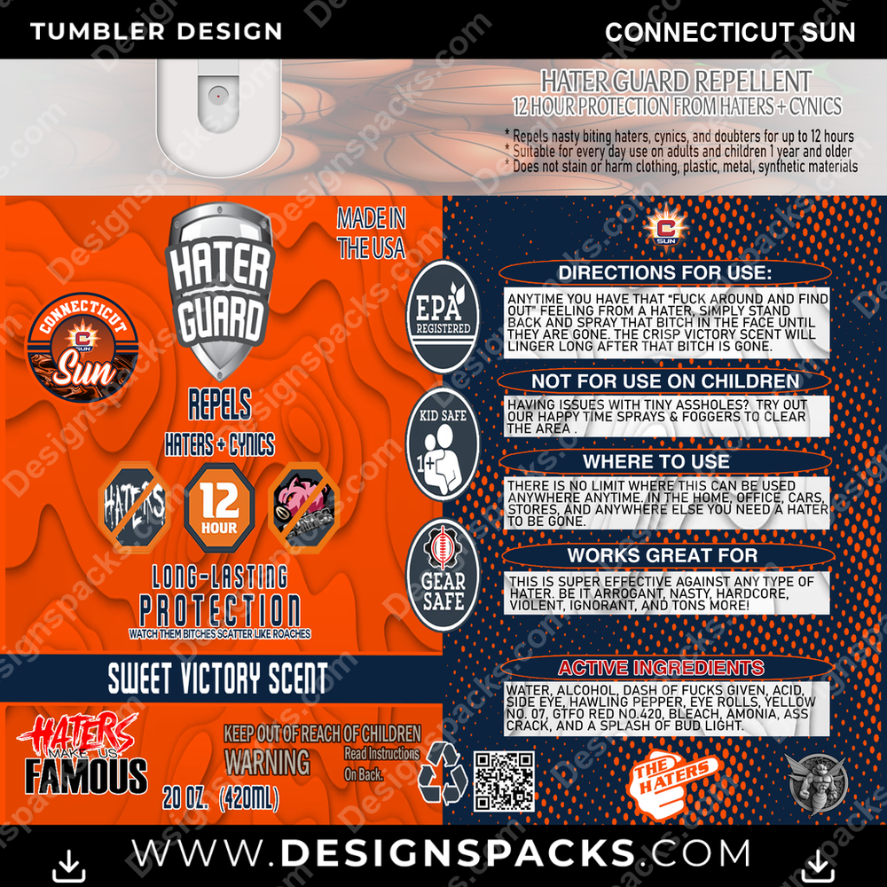 Basketball Hater Guard Connecticut Sun Tumbler Digital Wrap Design