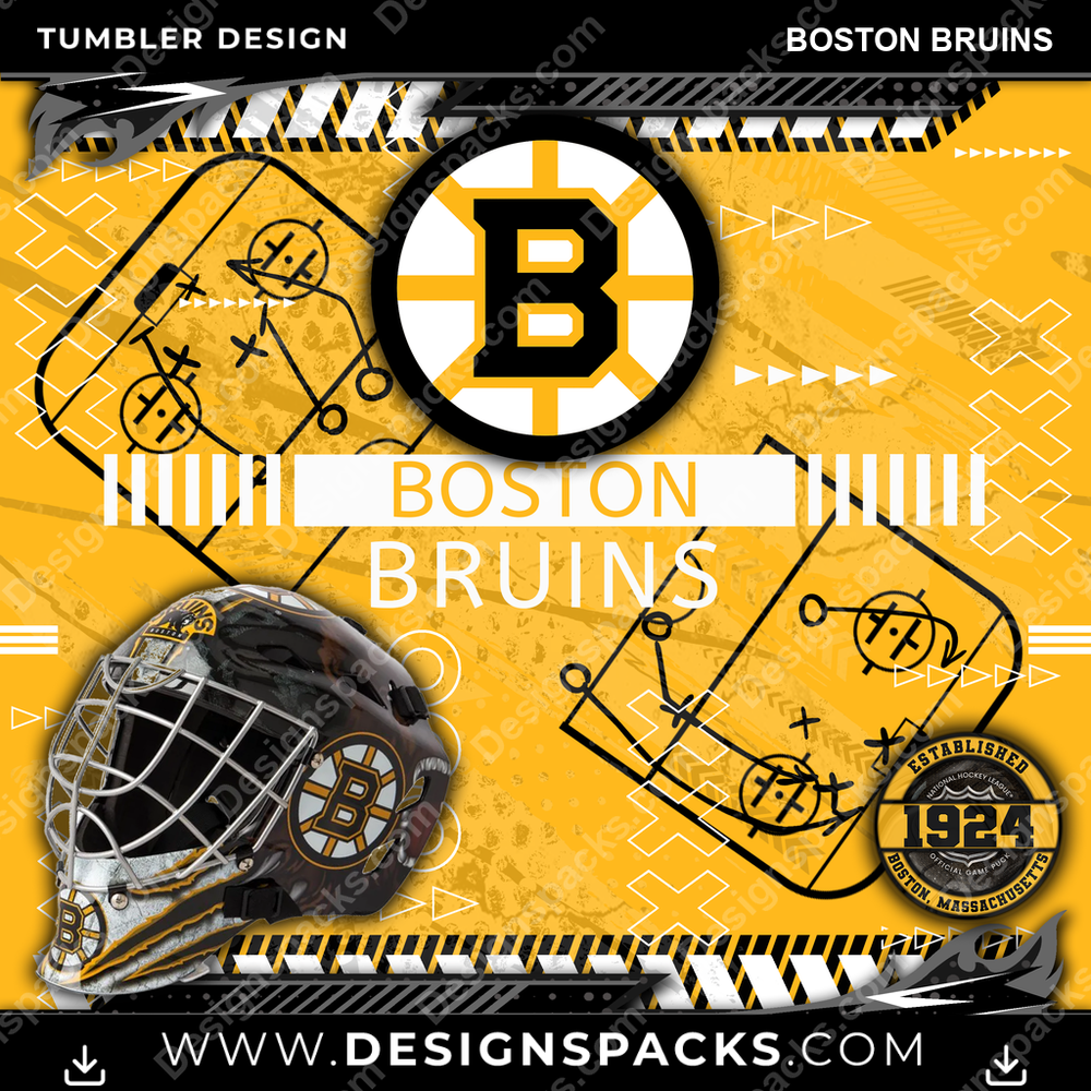 Hockey Xs & Os Boston Bruins NHL Hockey Tumbler Digital Wrap Design Download
