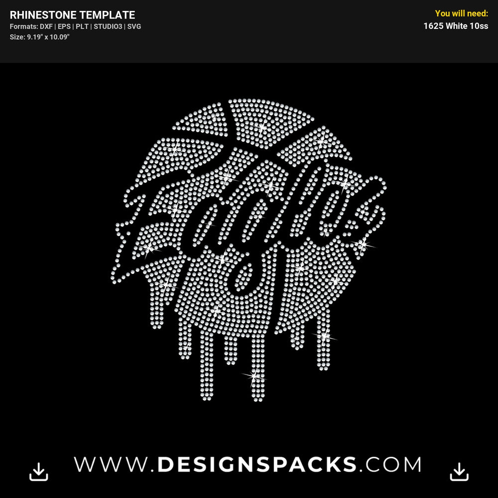 Eagles Basketball Logo Rhinestone Digital Template