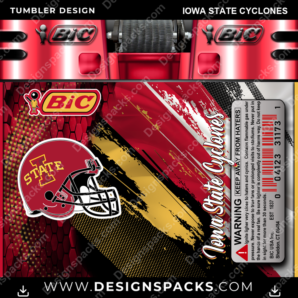 College Sport BIC Lighter Iowa State Cyclones NCAA College Sport Tumbler Digital Wrap Design Download