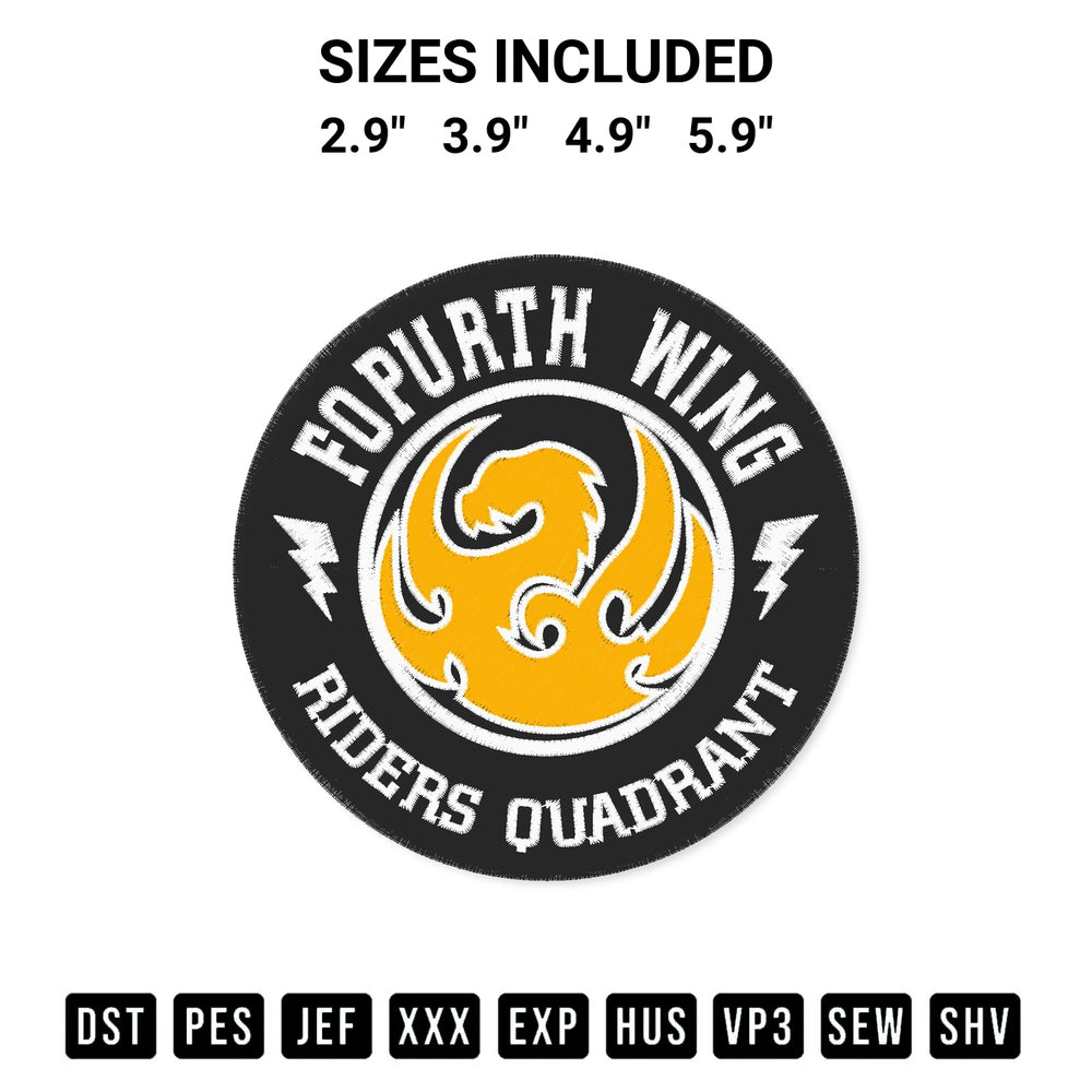 Discover the perfect addition to your crafting collection: Fourth Wing Circle Embroidery Design embroidery file. Instantly available at Designspacks.com. Available sizes: 2.9", 3.9", 4.9", 5.9".