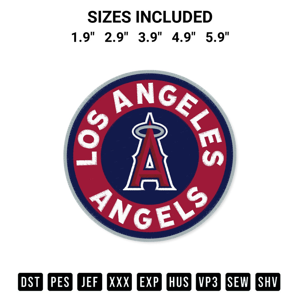Download the Los Angeles Angels Circle Logo Embroidery Design machine embroidery design exclusively at Designspacks.com. Premium digitized pattern for apparel and DIY crafts. Available sizes: 1.9", 2.9", 3.9", 4.9", 5.9".
