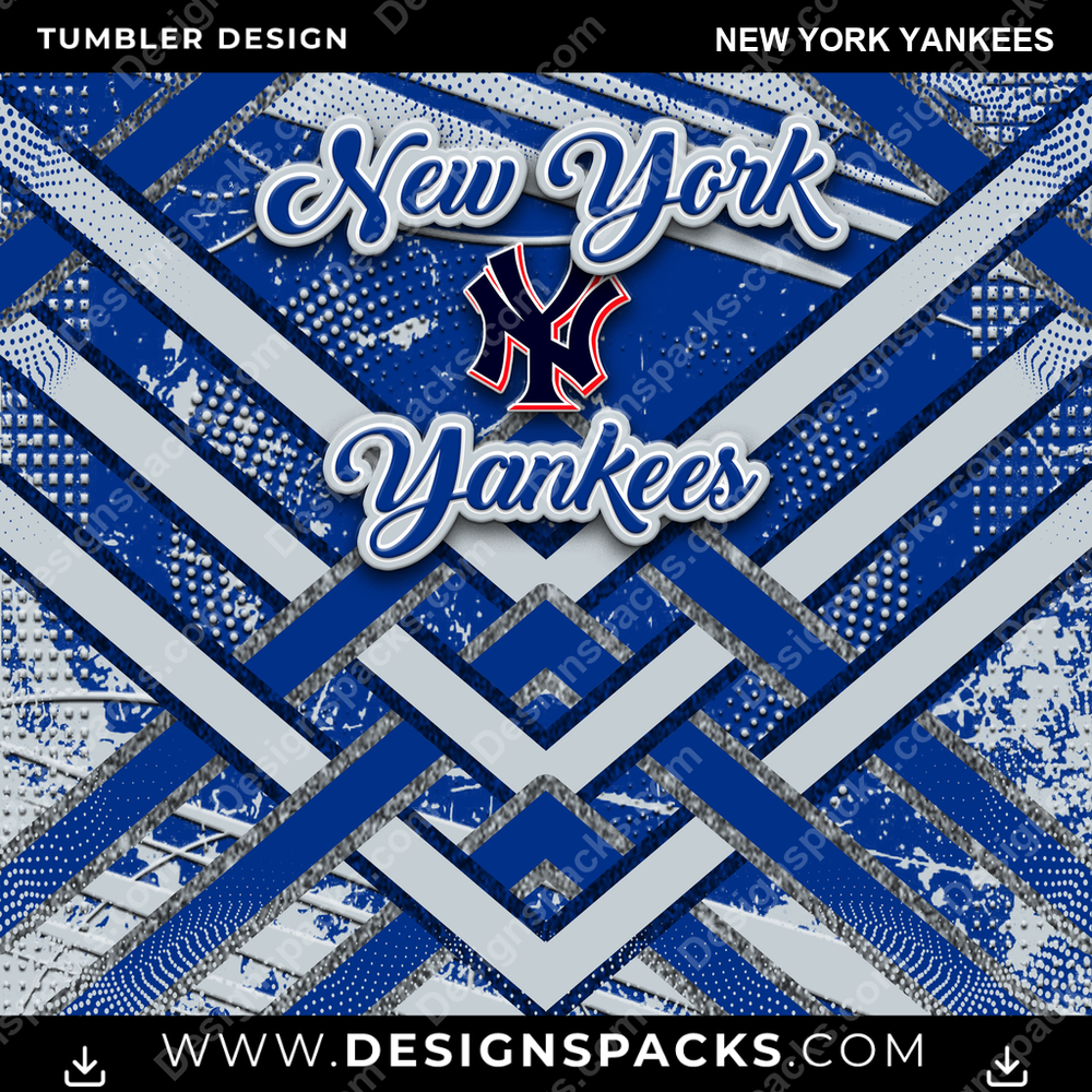 Baseball Glitter Stripe New York Yankees Tumbler Digital Wrap Design