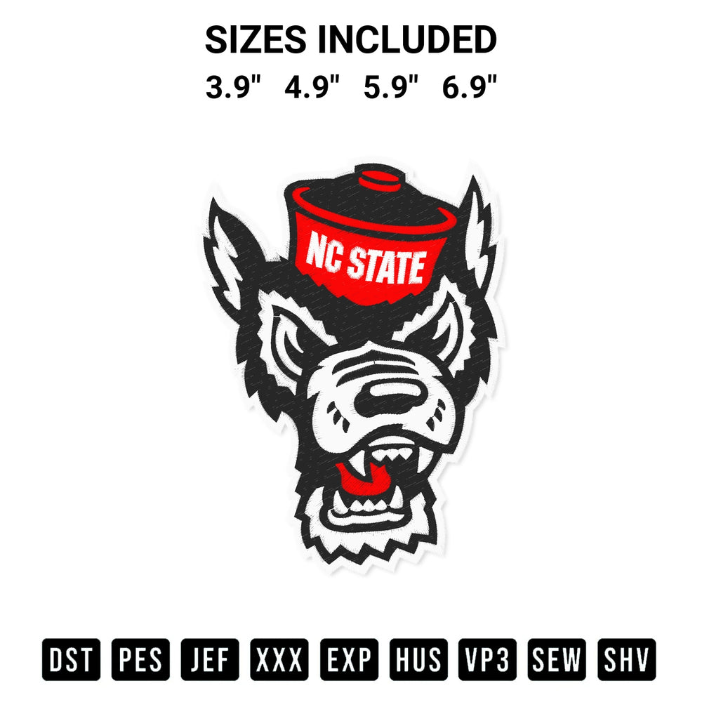 Shop the Nc State Wolfpack Logo Embroidery Design machine embroidery pattern at Designspacks.com. Beautifully digitized for flawless stitching on any fabric. Available sizes: 3.9", 4.9", 5.9", 6.9".