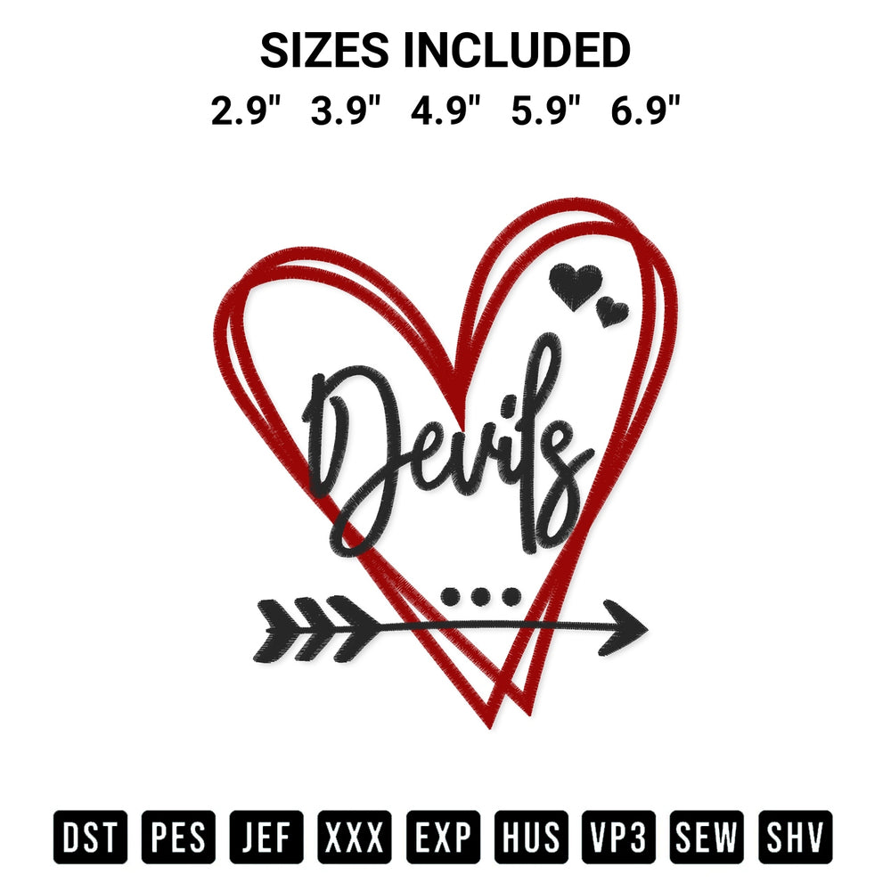 Get the New Jersey Devils Heart Embroidery Design embroidery design for your custom crafts! Premium digitized files available for instant download at Designspacks.com. Available sizes: 2.9", 3.9", 4.9", 5.9", 6.9".