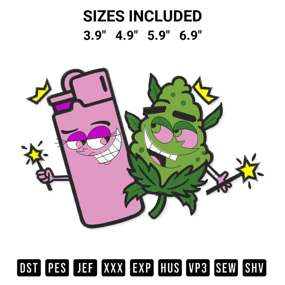 Elevate your next project with our Magical 420 Cosmo And Wanda Embroidery Design embroidery file. Shop high-quality digital patterns instantly at Designspacks.com. Available sizes: 3.9", 4.9", 5.9", 6.9".