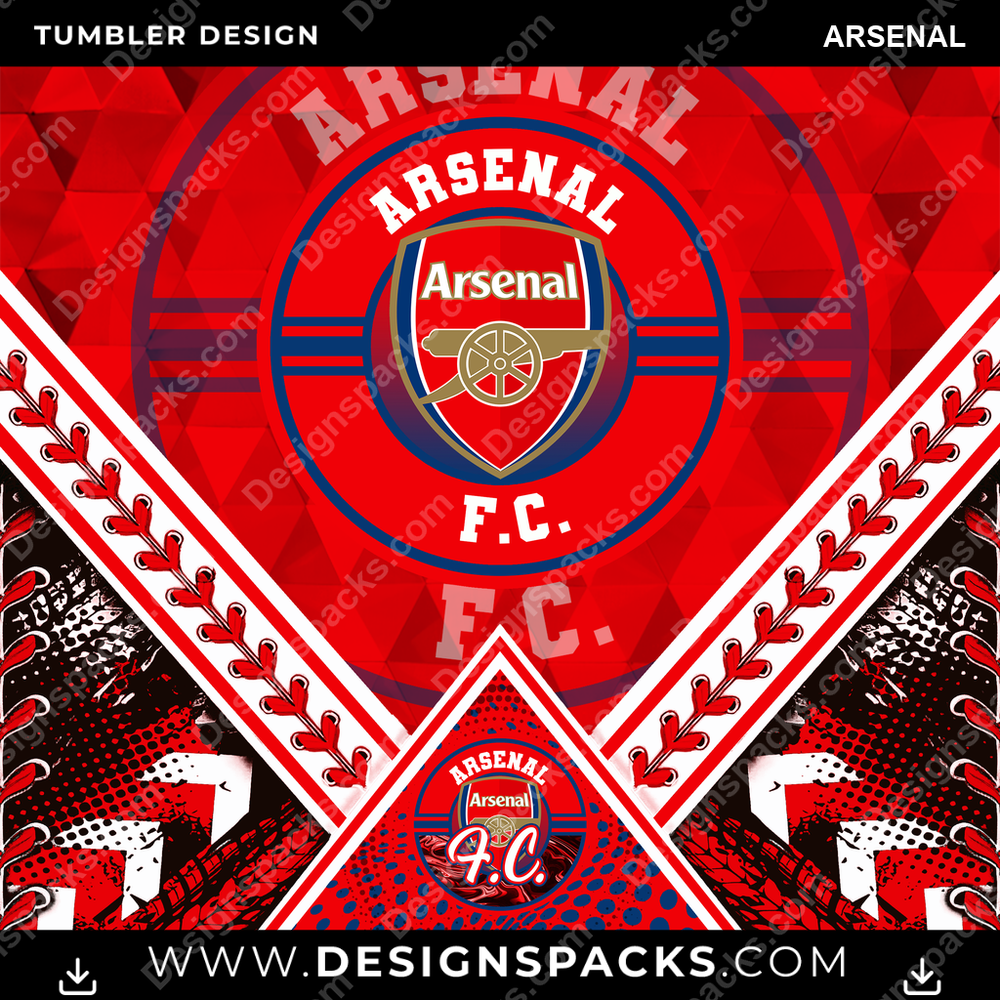 Soccer UK Diamond Arsenal Tumbler Digital Wrap Design