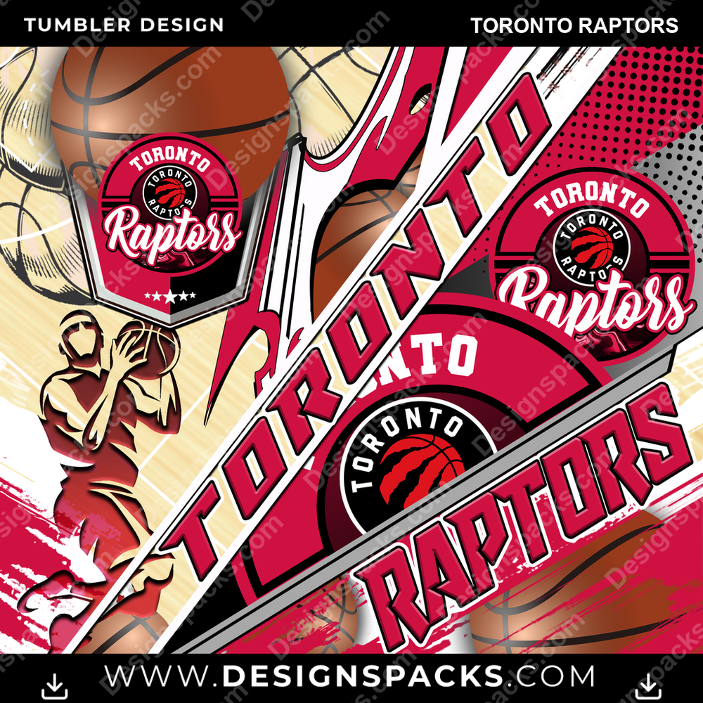 Basketball Silhouette Toronto Raptors Tumbler Digital Wrap Design