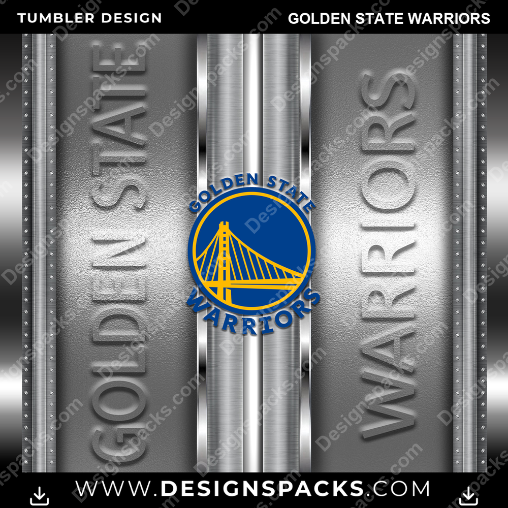 Basketball Metallic Golden State Warriors Tumbler Digital Wrap Design