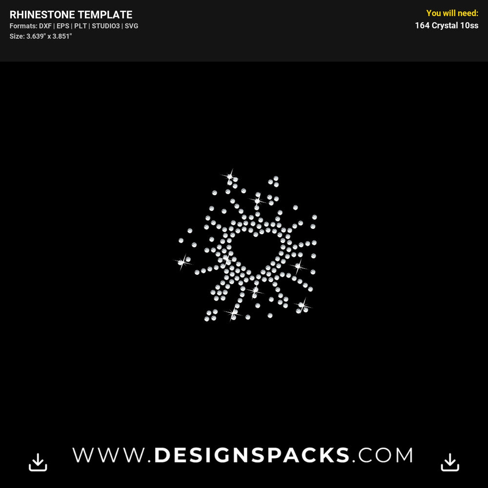 Sparkle Heart Outline Rhinestone Digital Template