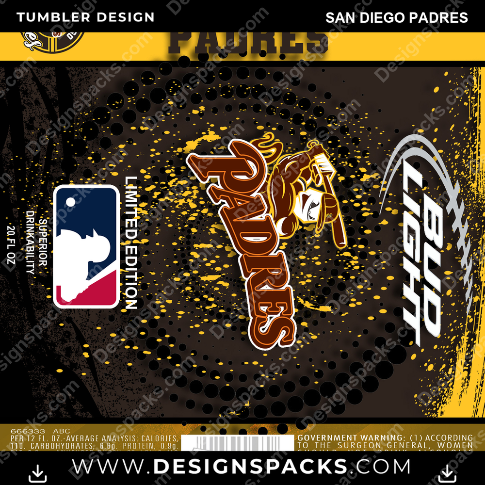 Baseball Bud San Diego Padres Trinkbecher Digitales Wrap-Design