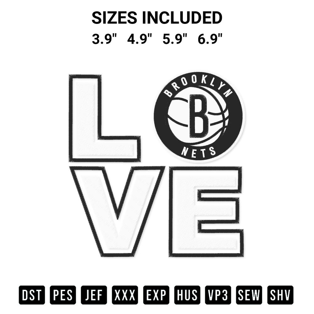 Discover the perfect addition to your crafting collection: Love Brooklyn Nets Embroidery Design embroidery file. Instantly available at Designspacks.com. Available sizes: 3.9", 4.9", 5.9", 6.9".