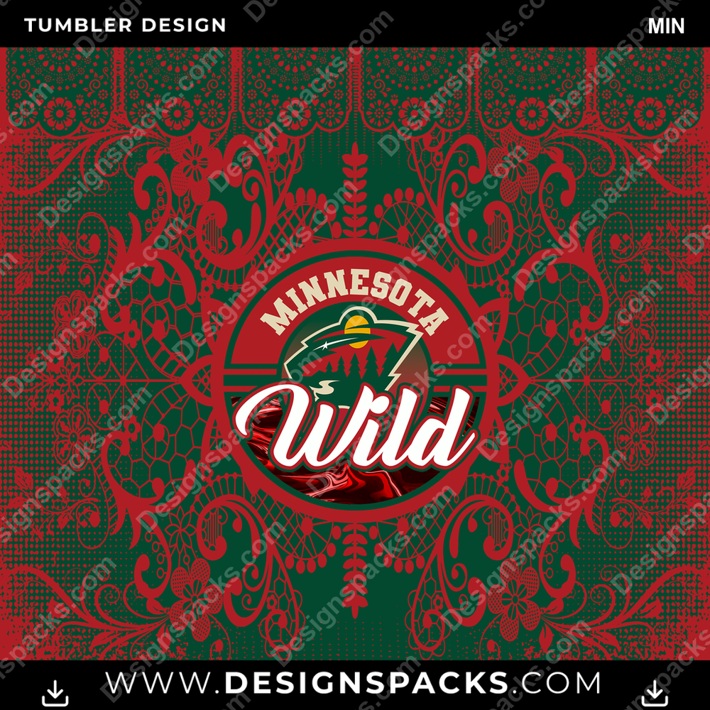 Ice Hockey Lace & Logos MIN Tumbler Digital Wrap Design