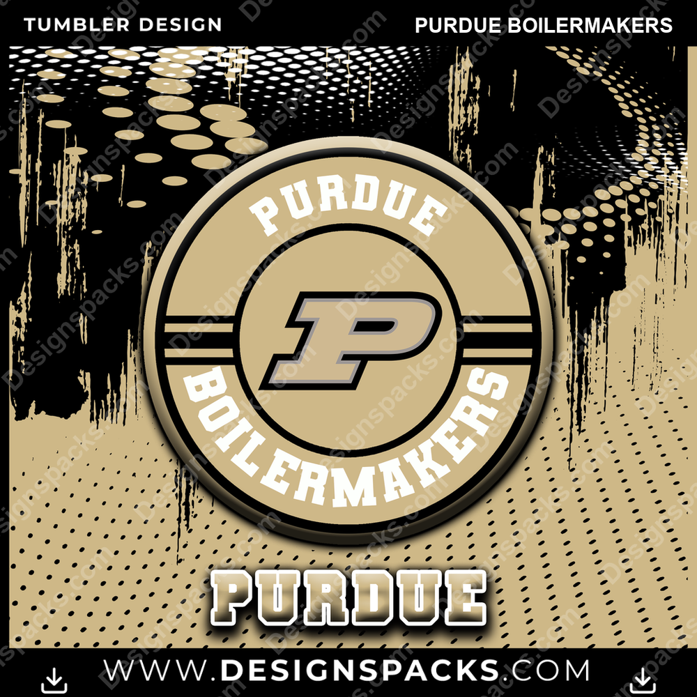 College Sport Dot Logo Purdue Boilermakers Tumbler Digital Wrap Design