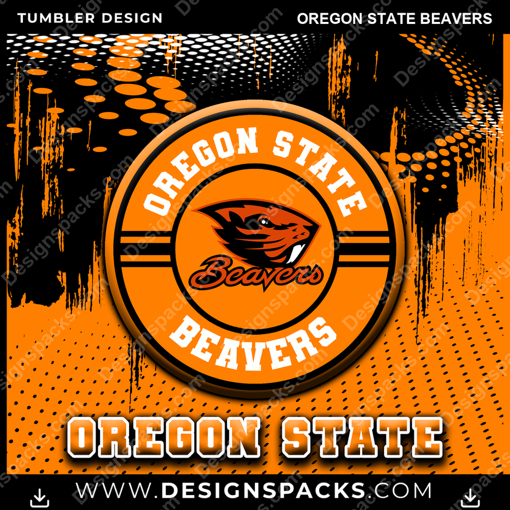 College Sport Dot Logo Oregon State Beavers Tumbler Digital Wrap Design