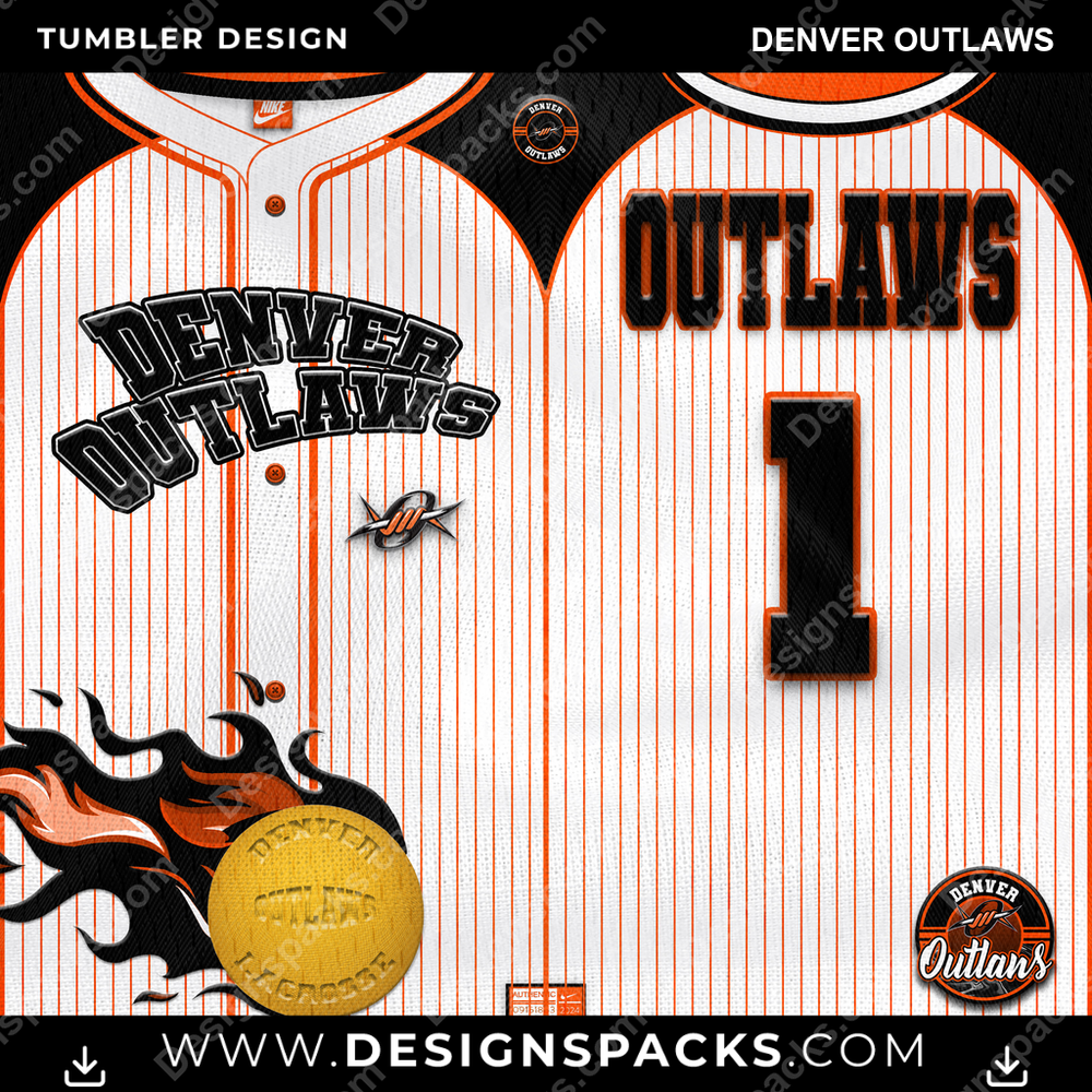 Lacrosse Team Button-Up Jersey Denver Outlaws Tumbler Digital Wrap Design