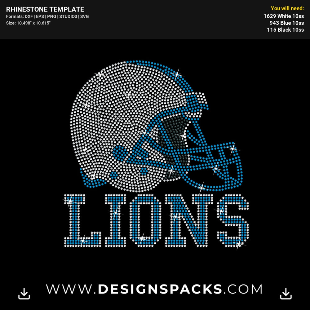 Lions Helmet Rhinestone Digital Template