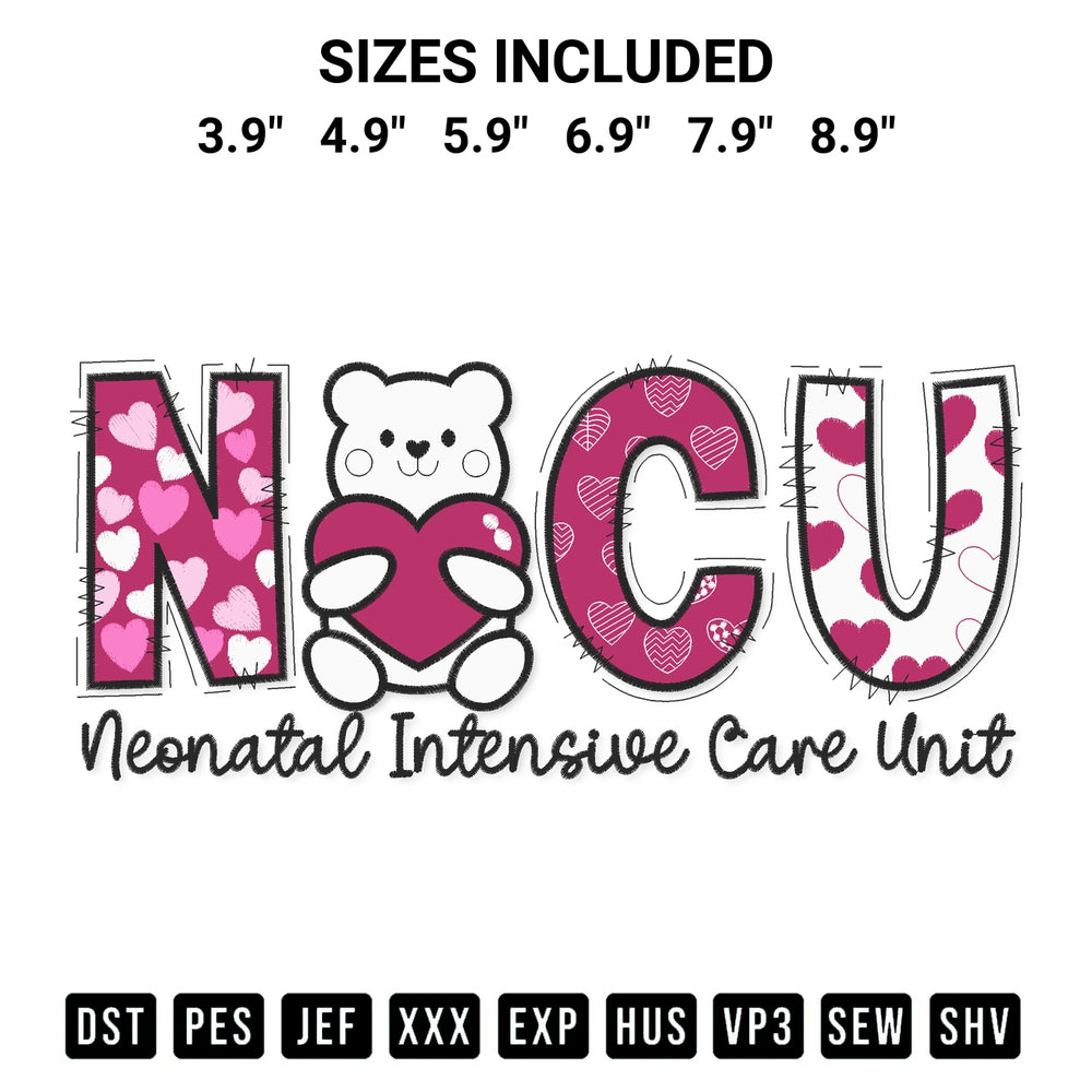 Elevate your next project with our Nurse Nicu Neonatal Intensive Care Unit Embroidery Design embroidery file. Shop high-quality digital patterns instantly at Designspacks.com. Available sizes: 3.9", 4.9", 5.9", 6.9", 7.9", 8.9".
