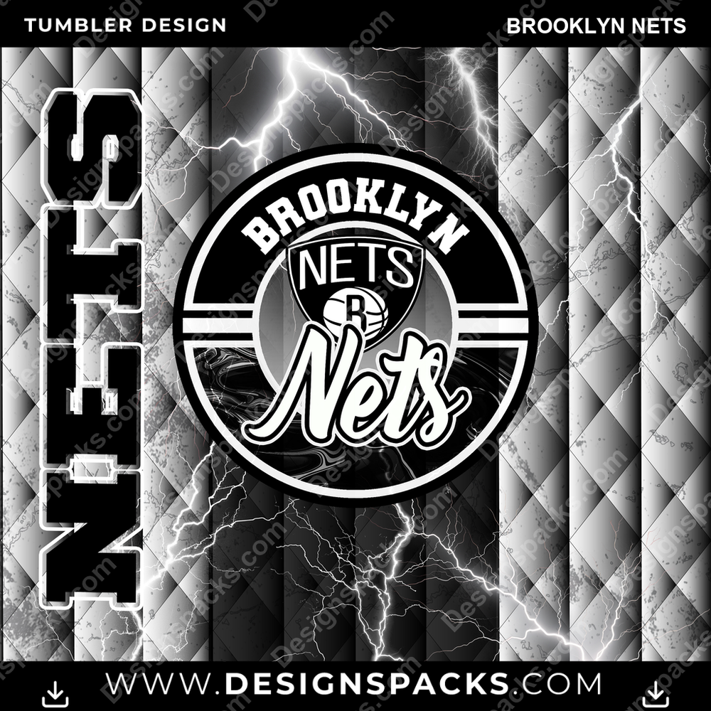 Basketball Diamond Brooklyn Nets Tumbler Digital Wrap Design