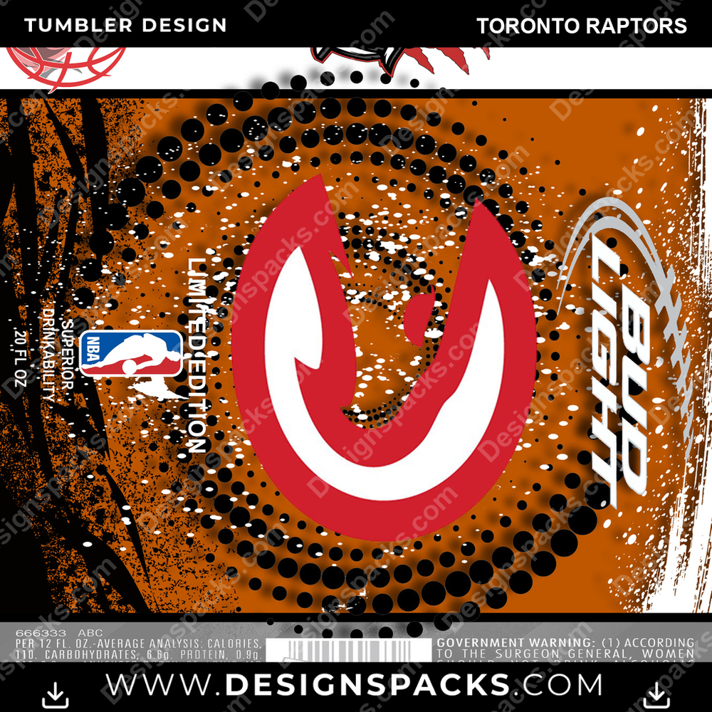 Basketball Bud Toronto Raptors Tumbler Digital Wrap Design