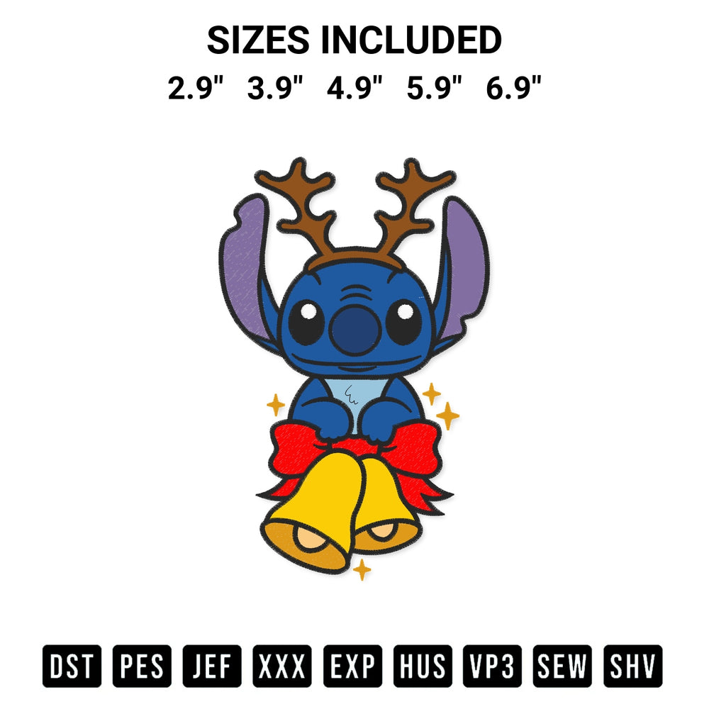 Stitch like a pro with the Stitch Reindeer Christmas Embroidery Design embroidery pattern from Designspacks.com. High-quality digital machine embroidery file. Available sizes: 2.9", 3.9", 4.9", 5.9", 6.9".