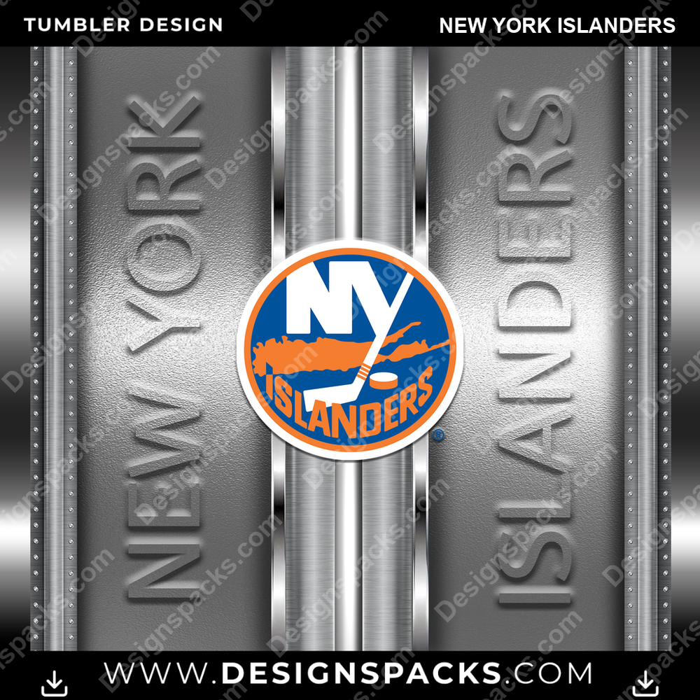 Ice Hockey Metallic New York Islanders NHL Hockey Tumbler Digital Wrap Design Download